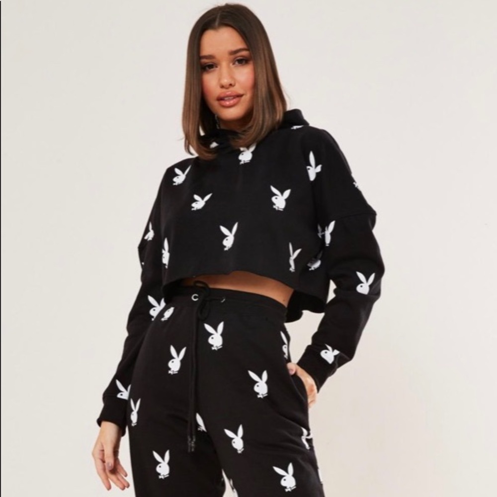 Missguided x Playboy cropped hoodie US SIZE 8